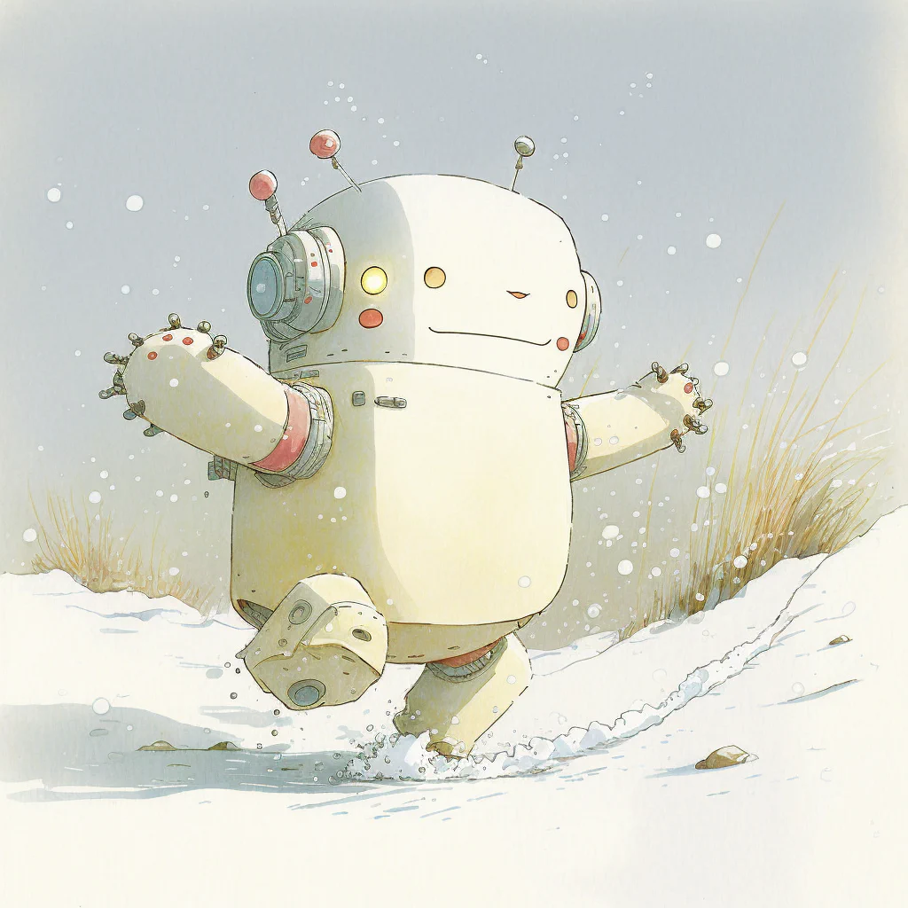 Christoph_C._Cemper_Cute_robot_dancing_in_the_snow_cartoon_illu_f35367b7-d797-4fe0-b008-96d20dcf02d7