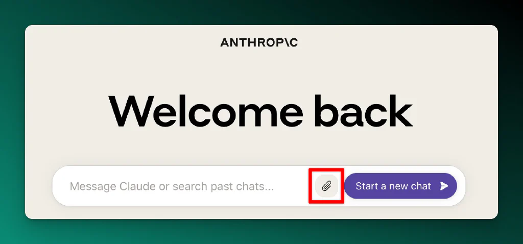 Screenshot of Anthropic&rsquo;s Claude and the ability to upload a file.