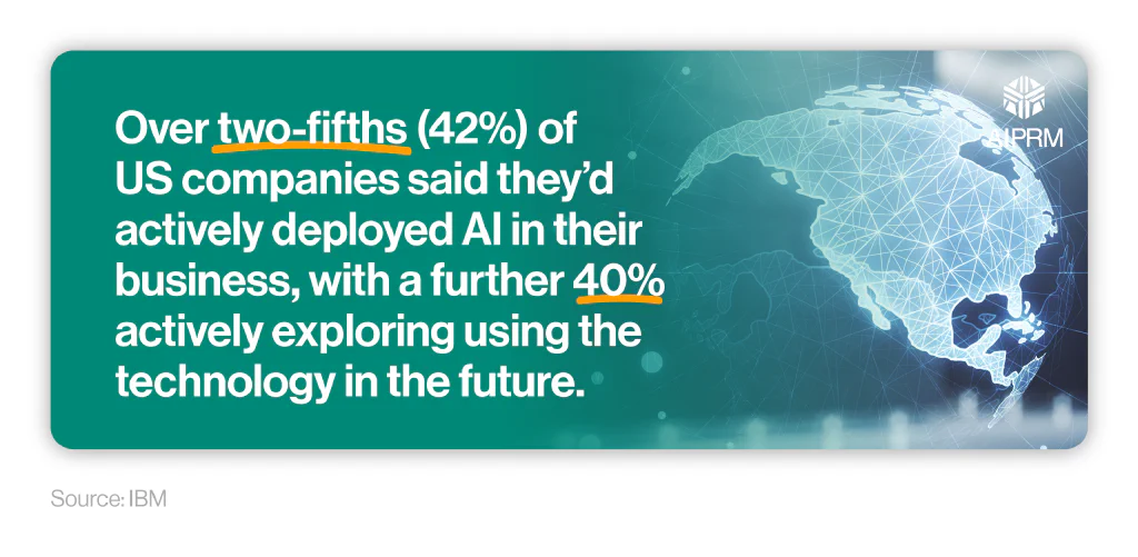 Mini infographic breaking down the AI deployment rates of US companies