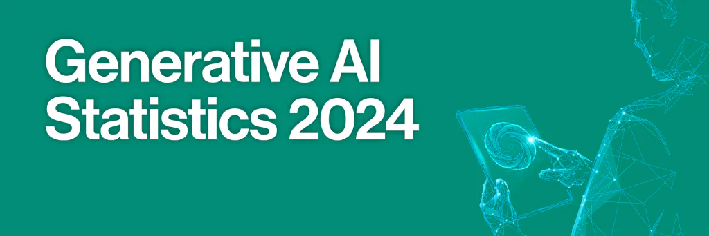 Image of a man operating an AI tool alongside the title Generative AI Statistics 2024.