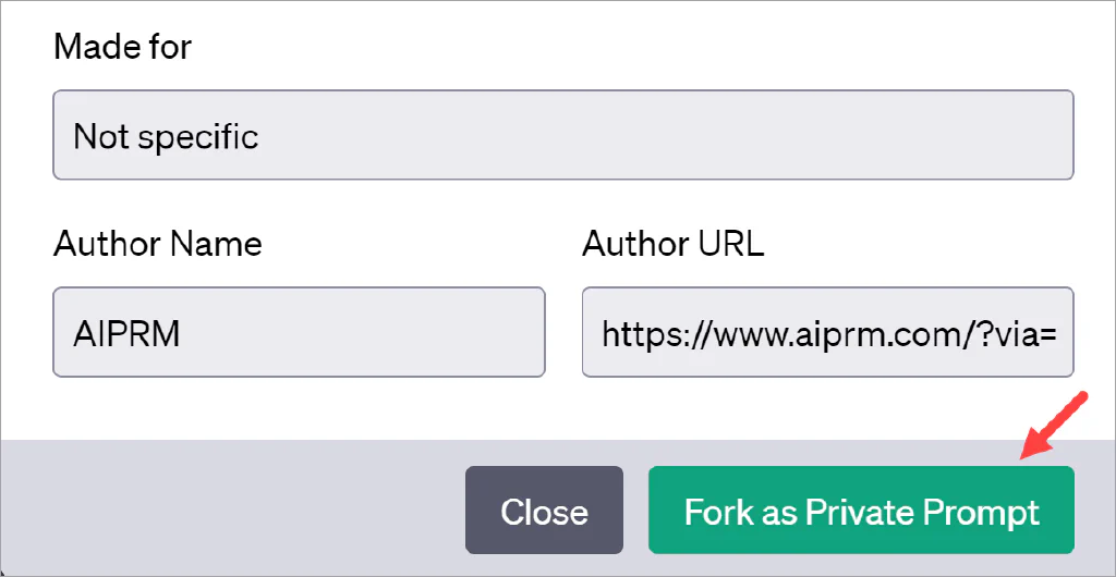 AIPRM Prompt Template forking